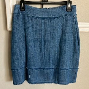 mo:vint Blue Soft Tweed Skirt raw hem NWT